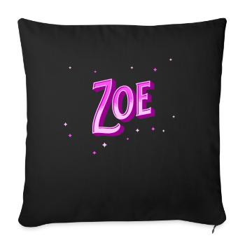 Zoe nom personnalisé - Housse de coussin décorative 45 x 45 cm - noir - Devant