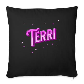 Nom Terri personnalisé - Housse de coussin décorative 45 x 45 cm - noir - Devant