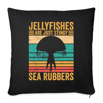 Les méduses drôles ne sont que des gommes de mer avares Retr - Housse de coussin décorative 45 x 45 cm - noir - Devant