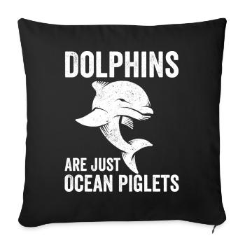 Les drôles de dauphins ne sont que des cobayes - Housse de coussin décorative 45 x 45 cm - noir - Devant
