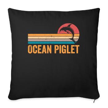 Funny Dolphin Ocean Piglet Retro - Sofa pillowcase 17,3'' x 17,3'' (45 x 45 cm) - black - Front