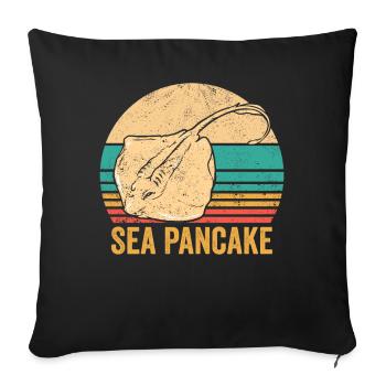 Drôle de raie pastenague manta Pan Kuch - Housse de coussin décorative 45 x 45 cm - noir - Devant