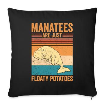 Funny manatees are simply swimming potato - Sofa pillowcase 17,3'' x 17,3'' (45 x 45 cm) - black - Front