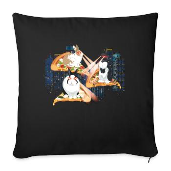 Laser Rabbits Pizza Easter Space - Sofa pillowcase 17,3'' x 17,3'' (45 x 45 cm) - black - Front