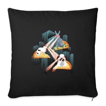 Laser Rabbits Pizza Easter Space - Sofa pillowcase 17,3'' x 17,3'' (45 x 45 cm) - black - Front