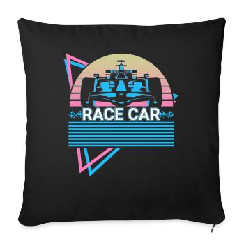 Voiture de course rétro - Housse de coussin décorative 45 x 45 cm - noir - Devant