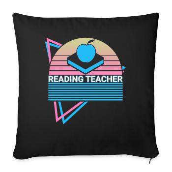 Reading teacher retro - Sofa pillowcase 17,3'' x 17,3'' (45 x 45 cm) - black - Front