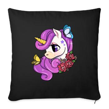 Cute Unicorn Motif Children Girl - Sofa pillowcase 17,3'' x 17,3'' (45 x 45 cm) - black - Front