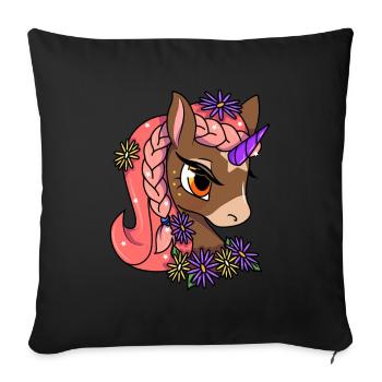 Cute Unicorn Motif Enfants Fille - Housse de coussin décorative 45 x 45 cm - noir - Devant