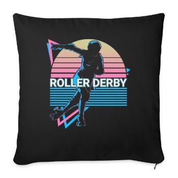 Roller Derby Retro - Sofakissenbezug 45 x 45 cm - Schwarz - Vorne