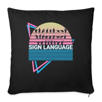 Sign Language ASL Retro - Sofa pillowcase 17,3'' x 17,3'' (45 x 45 cm) - black - Front