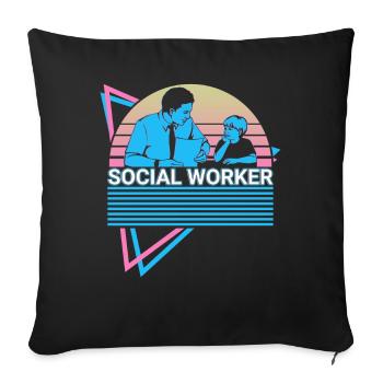 Social Worker Retro - Sofa pillowcase 17,3'' x 17,3'' (45 x 45 cm) - black - Front