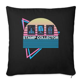Timbre Collector Rétro - Housse de coussin décorative 45 x 45 cm - noir - Devant