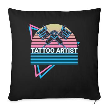 Tatoueur rétro - Housse de coussin décorative 45 x 45 cm - noir - Devant