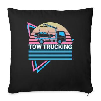 Towing Service Tow Truck Retro - Sofa pillowcase 17,3'' x 17,3'' (45 x 45 cm) - black - Front