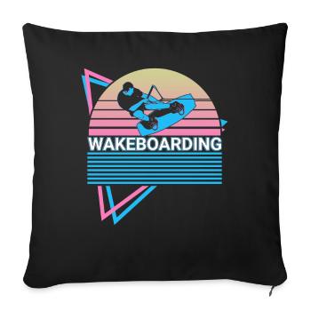 Wakeboard Wakeboarder Retro - Housse de coussin décorative 45 x 45 cm - noir - Devant