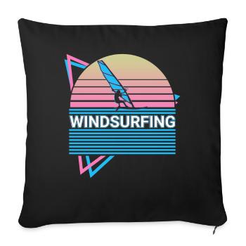 Windsurfing Windsurfer Retro - Sofa pillowcase 17,3'' x 17,3'' (45 x 45 cm) - black - Front