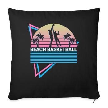 Joueur de basket-ball de plage Rétro - Housse de coussin décorative 45 x 45 cm - noir - Devant