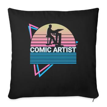 Dessinateur de bande dessinée rétro - Housse de coussin décorative 45 x 45 cm - noir - Devant
