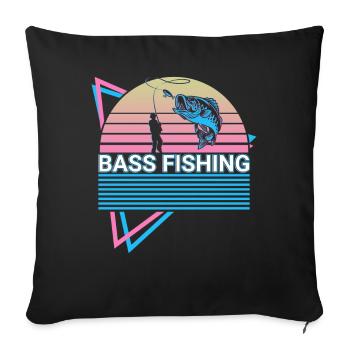 Bass Fishing Fischer Retro - Sofakissenbezug 45 x 45 cm - Schwarz - Vorne