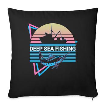 Deep Sea Fishing Fisher Retro - Sofa pillowcase 17,3'' x 17,3'' (45 x 45 cm) - black - Front
