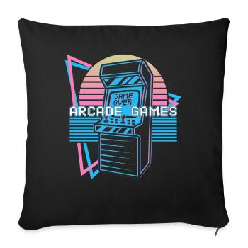 Arcade Games Retro - Sofa pillowcase 17,3'' x 17,3'' (45 x 45 cm) - black - Front
