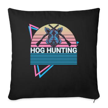 Schweinejagd Hog Hunter Retro - Sofakissenbezug 45 x 45 cm - Schwarz - Vorne