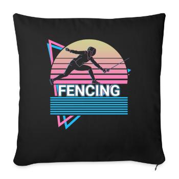 Fechten Fechter Retro - Sofakissenbezug 45 x 45 cm - Schwarz - Vorne