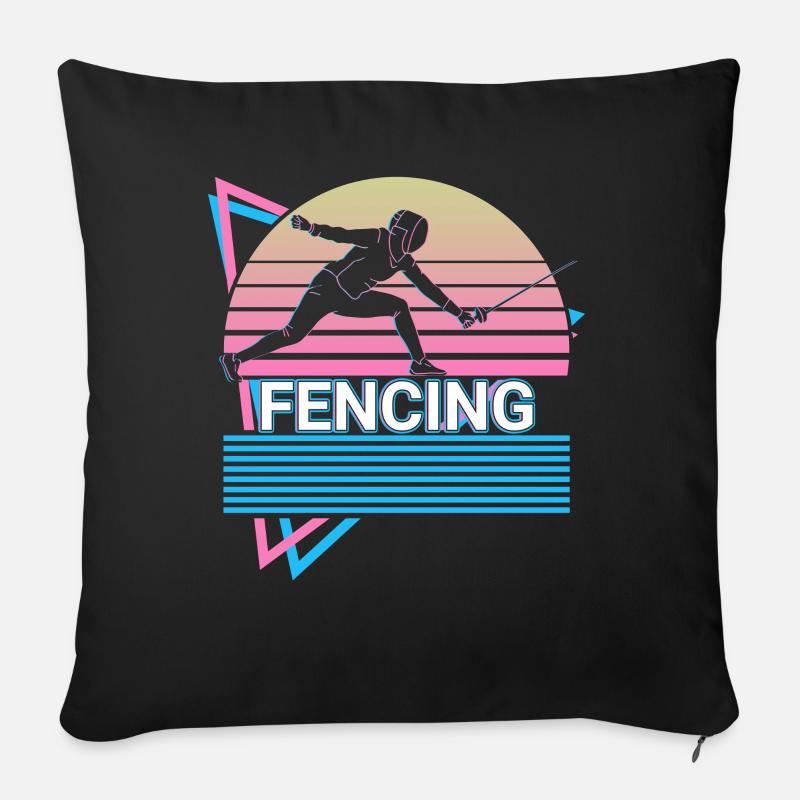Fechten Fechter Retro - Sofakissenbezug 45 x 45 cm - Schwarz