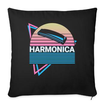 Harmoniciste Harmoniciste Joueur Rétro - Housse de coussin décorative 45 x 45 cm - noir - Devant