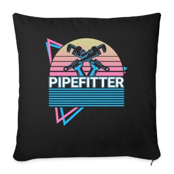 Tuyauterie Installateur de pipeline rétro - Housse de coussin décorative 45 x 45 cm - noir - Devant