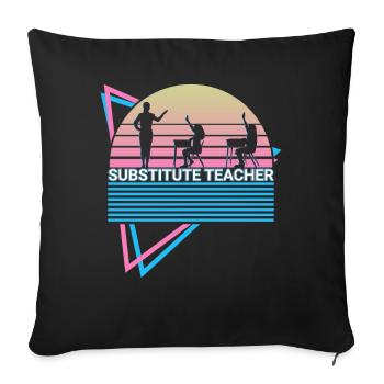 Substitute teacher retro - Sofa pillowcase 17,3'' x 17,3'' (45 x 45 cm) - black - Front