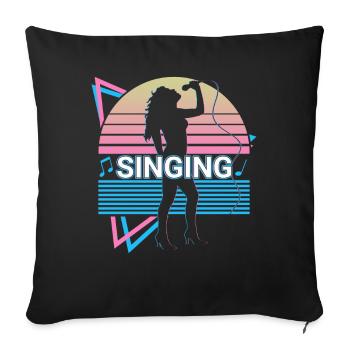 Vocals Singer Retro - Sofa pillowcase 17,3'' x 17,3'' (45 x 45 cm) - black - Front
