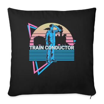 Train conductor Retro - Sofa pillowcase 17,3'' x 17,3'' (45 x 45 cm) - black - Front