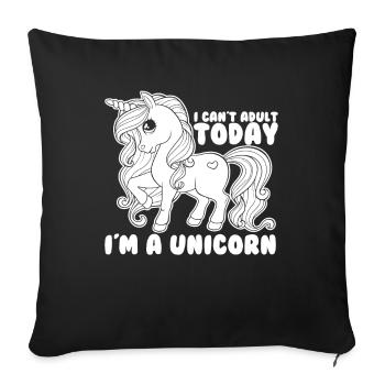 Cant Adult Today Unicorn Kids Girls - Sofa pillowcase 17,3'' x 17,3'' (45 x 45 cm) - black - Front