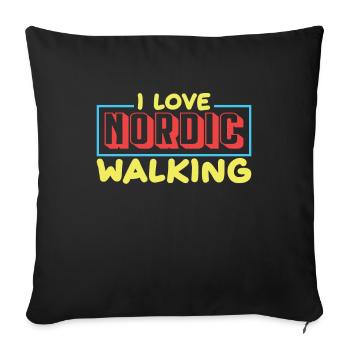 J’adore la marche nordique sportive Spazieren - Housse de coussin décorative 45 x 45 cm - noir - Devant
