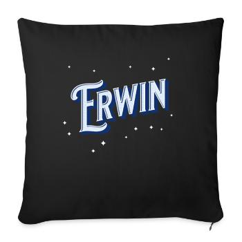 Erwin Namen personalisiert - Sofakissenbezug 45 x 45 cm - Schwarz - Vorne