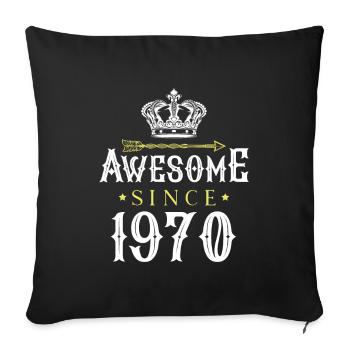1970 génial depuis - Housse de coussin décorative 45 x 45 cm - noir - Devant
