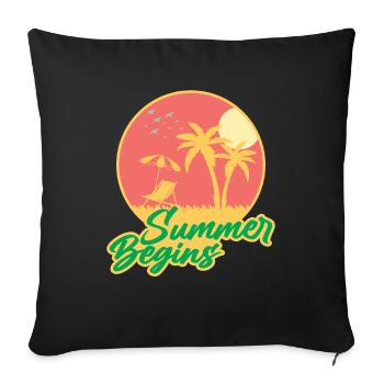L’été commence à la plage Surfeur de vacances - Housse de coussin décorative 45 x 45 cm - noir - Devant