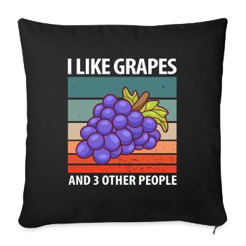 Raisins Raisins Vin Cadeau - Housse de coussin décorative 45 x 45 cm - noir - Devant