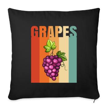 Raisins Raisins Vin Cadeau - Housse de coussin décorative 45 x 45 cm - noir - Devant