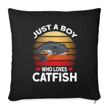 Catfish Fish Fishing Gift - Sofa pillowcase 17,3'' x 17,3'' (45 x 45 cm) - black - Front