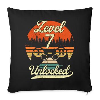 Level 7 Unlocked Männer Jungs Gamer 7 Geburtstag - Sofakissenbezug 45 x 45 cm - Schwarz - Vorne