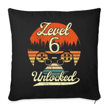 Niveau 6 Hommes Débloqués Guys Gamer 6 Anniversaire - Housse de coussin décorative 45 x 45 cm - noir - Devant