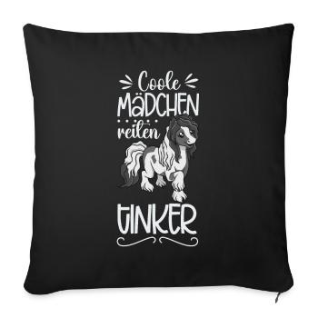 Coole Mädchen reiten Tinker - Sofakissenbezug 45 x 45 cm - Schwarz - Vorne