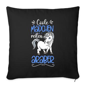 Coole Mädchen reiten Araber - Sofakissenbezug 45 x 45 cm - Schwarz - Vorne