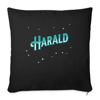 Nom Harald personnalisé - Housse de coussin décorative 45 x 45 cm - noir - Devant