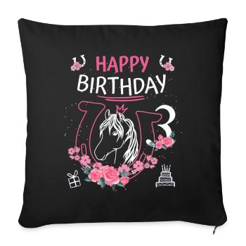 Horse Birthday - Girls Ride Horseshoe 3 - Sofa pillowcase 17,3'' x 17,3'' (45 x 45 cm) - black - Front
