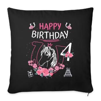 Horse Birthday - Girls Ride Horseshoe 4 - Sofa pillowcase 17,3'' x 17,3'' (45 x 45 cm) - black - Front