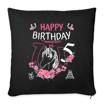 Horse Birthday - Girls Ride Horseshoes 5 - Sofa pillowcase 17,3'' x 17,3'' (45 x 45 cm) - black - Front